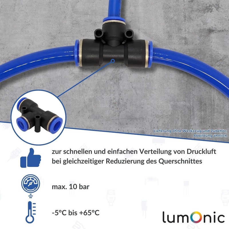 5 x Lumonic I PU Hose T-Connector Reduction I 12/10/12