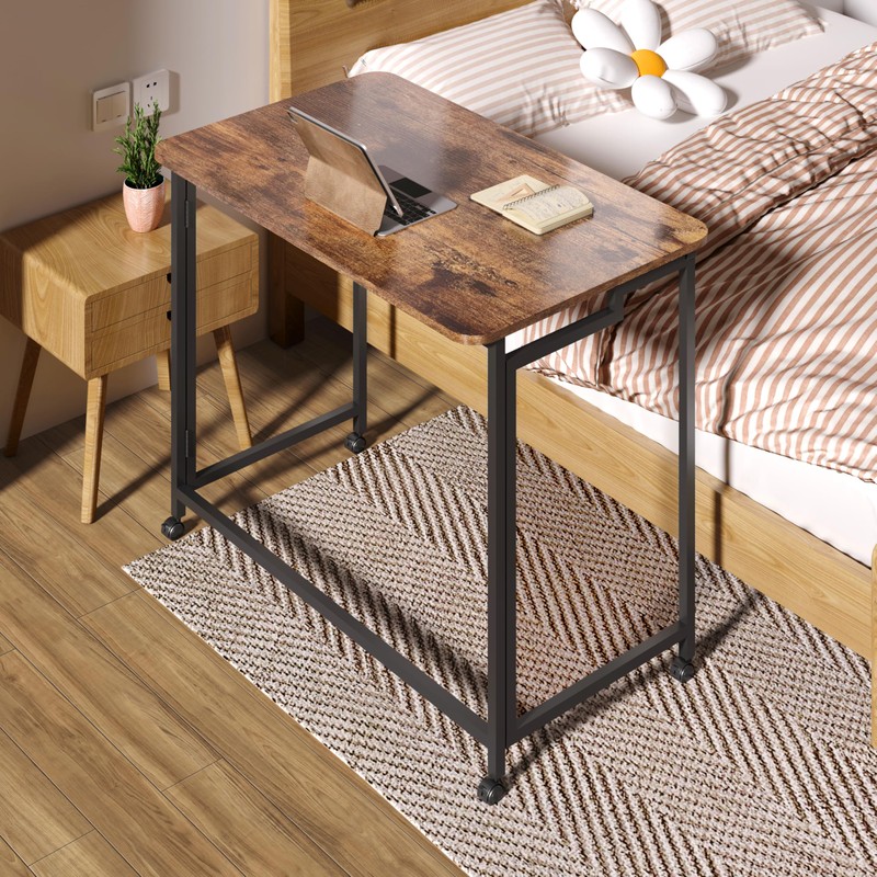 4NM 31.5" Mobile Small Rolling Computer Desk, Folding Laptop Cart