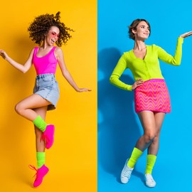 Neon Slouch Socks for Women 80s 90s Neon Socks Extra Long Women's Slouch Socks Knee High Boot Socks Soft Cozy Crew Socks Leg Warmers Scrunch Socks for Neon Outfits Accessories-Green