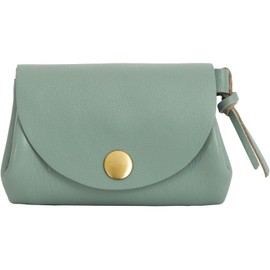 Raficaro Women's Mini Wallet, Coin Purse, Italian Leather, Genuine Leather, Small Wallet, Double Flap Button, Card Case, dusty blue