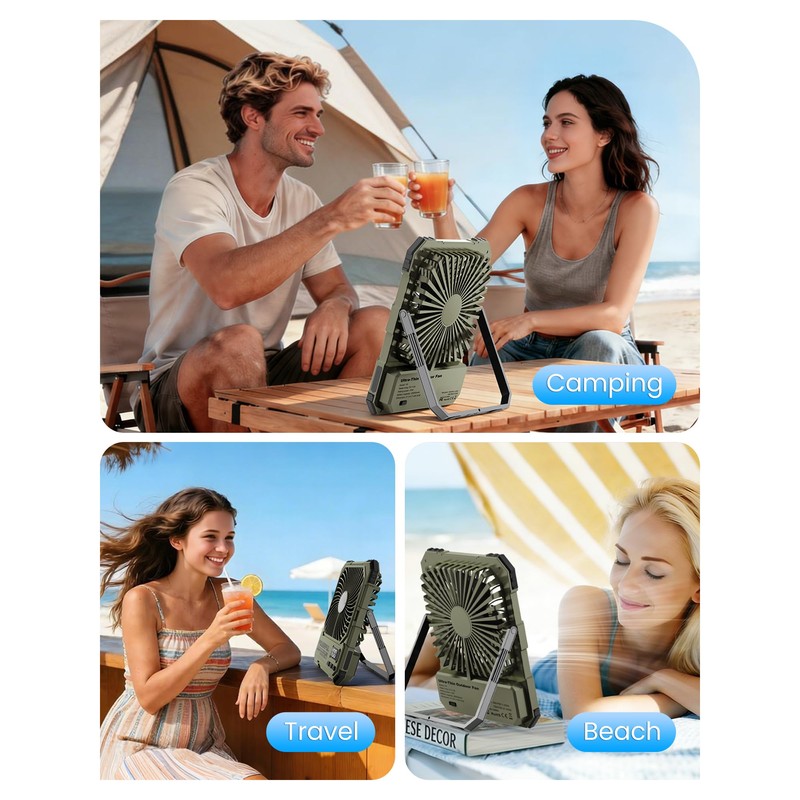 20000mAh Rechargeable Camping Fan Remote UltraSlim LED Green
