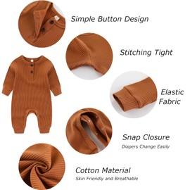 MAMIMAKA Newborn Romper Footless Baby Grow Cotton Clothes for 3-6 Months