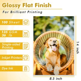 Koala Glossy Thin Inkjet Printer Paper for DIY Chip Bag and Print Brochure Flyer 8.5x14 Inches Legal Size 100 Sheets 36LB for Inkjet Printers Use DYE INK