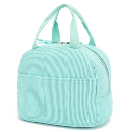 Xunteny - Lonchera de pana para mujeres y niñas, bolsa de almuerzo aislada, reutilizable, para trabajo, picnic, escuela, viajes (verde)