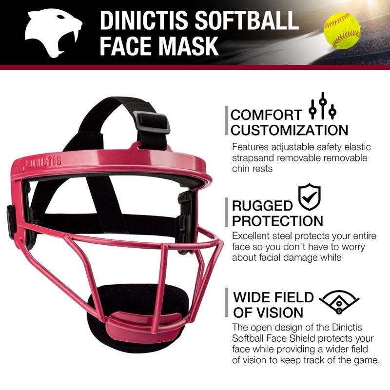 Dinictis Softball Face Mask, Lightweight, Comfortable, with Wide Field Vision,