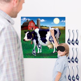 Beistle Pin the Tail on the Cow Game | 14-Pcs Game | 1-Pack , 17.25" x 19"