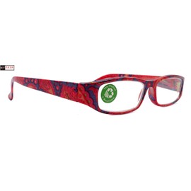 Florence, Premium Reading Glasses, High End Readers +1.25 to +3.00 Magnifying. Paisley Red, Optical, Rectangular Style. NY Fifth Avenue