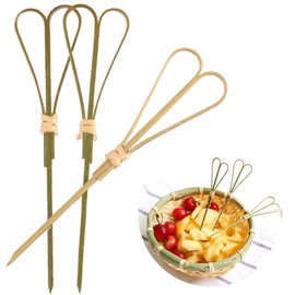 Cocktail Sticks Toothpicks Party Supplies Bamboo Picks Knot Skewers Toothpicks Sticks Decorative Appetizers BBQ 100 Count (Heart Shaped)