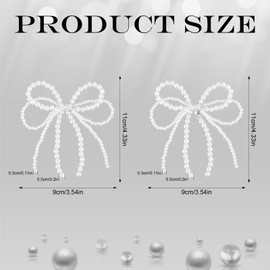 NQEUEPN Pearl Bow Shoe Decoration, White Pearl Bow Knot Keychain for Sneakers Purses Bags, Women