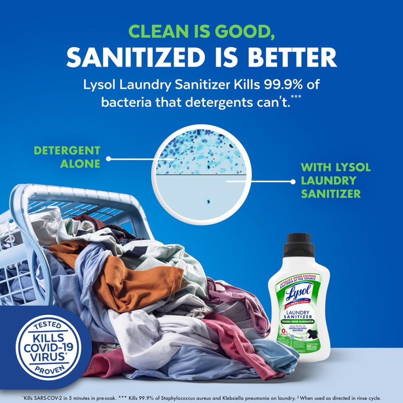 Lysol Tough Odor Eliminator Laundry Sanitizer Additive, Sanitizing Liquid for