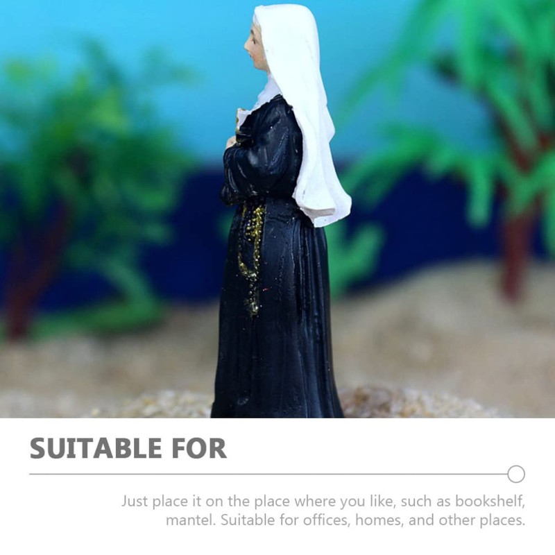 Ipetboom 2pcs Nun Virgin Statue Resin Holy Virgin Catholic Figures