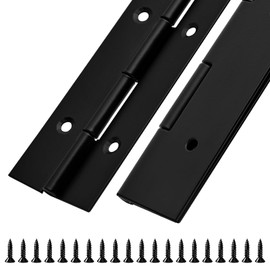 2Pack Heavy Duty Piano Hinge 36 Inch Stainless Steel Piano Hinge Black Continuous Hinge with Hole for Cabinets Boat Marine Door Box French Window Woodworking, 0.047" Leaf Thickness, 1.5'' Open Width