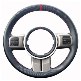 Eangzia - Funda de volante de fibra de carbono para Jeep Compass 2011-2016 / Patriot 2011-2015 / Wrangler 2011-2016 / 2011-2013 Grand Cherokee Laredo / Accesorios interiores Liberty 2011 2012