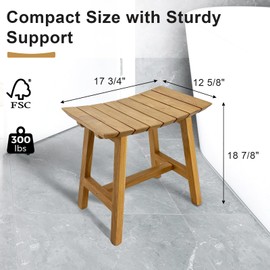StrongTek Teak Spa Seat Bench, 17.7" X 12.6" X 18.9", Premium Water-Resistant Teak, Ergonomic & Sturdy Shower Stool, Bath Bench for Adults, Safe & Reliable, Non-Slip Design, Easy Assembly Required