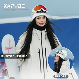 KAPVOE Self Toning Ski Goggles with Magnetic Lenses, Anti Fog UV400 Protection for Men, Women and Teenagers, Helmet Compatible, Ideal for Skiing, Snowboarding and Ice Skating 08