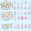 3 Piece Cute Cat Animal Print Cotton Quilted Makeup Bag