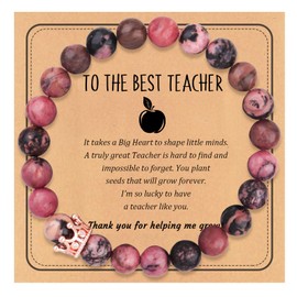 Teacher Appreciation Gifts Natural Stone Teacher Bracelet for Women Teacher Valentines Day Graduation Retirement Gifts