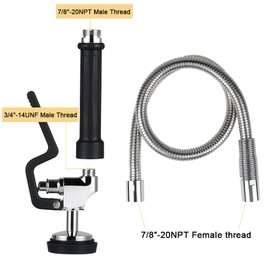 Pre Rinse Hose with Sprayer Valve, 38 Inch Commercial Dish Spray Hose with Spray Head for Commercial Restaurant Kitchen Faucet -Black