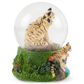 Elanze Designs Endangered Clouded Leopard 100MM Sturdy Glitter Water Wind Up Musical Snow Globe Tabletop Dresser Figurine Decoration Plays Tune We've Only Just Begun