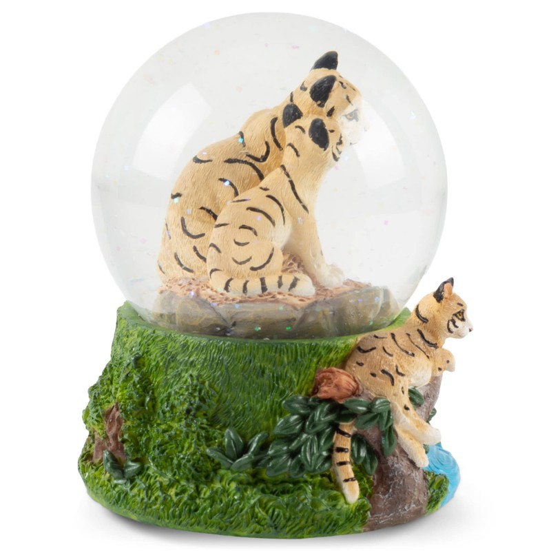 Elanze Designs Endangered Clouded Leopard 100MM Sturdy Glitter Water Wind