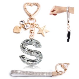 YILANFULL Initial Letter Keychain Off White Key Chains Women Cute Bag Purse Charms Key Rings for Car Keys