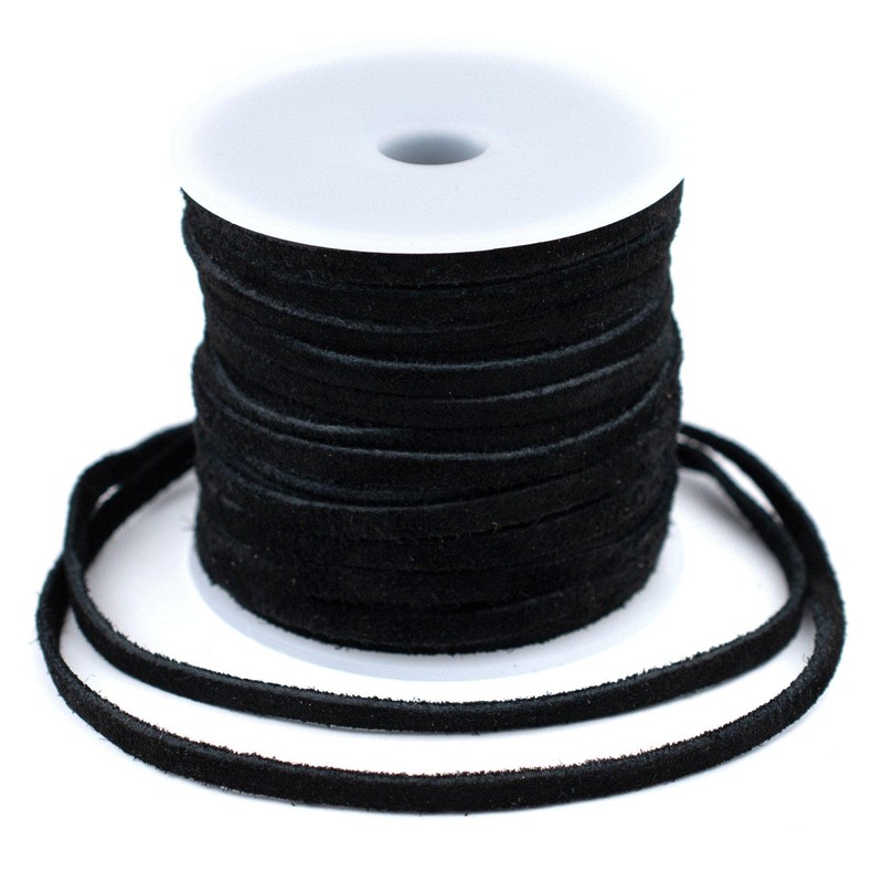 TheBeadChest 4.0mm Black Flat Suede Leather Cord (75ft)