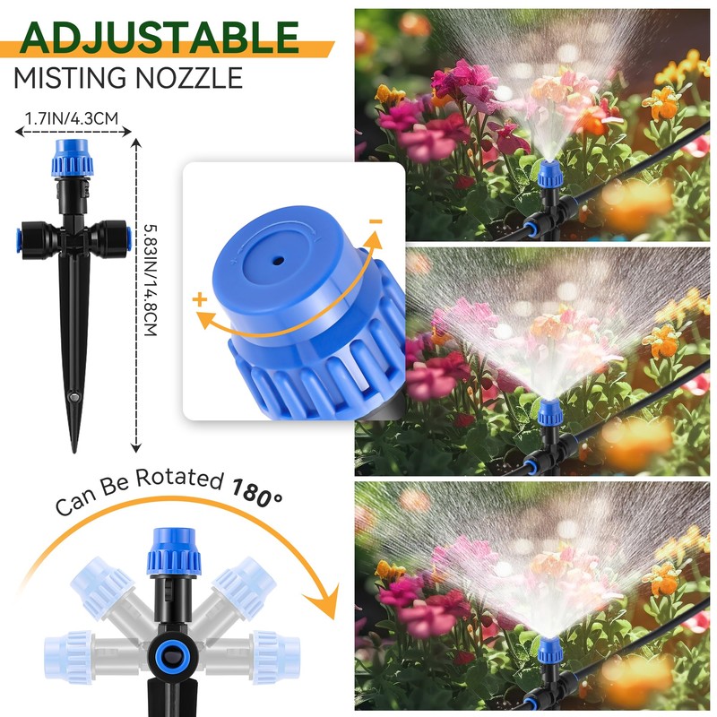 Meonum 65FT Garden Watering System, Quick Connector Drip Irrigation Kit,