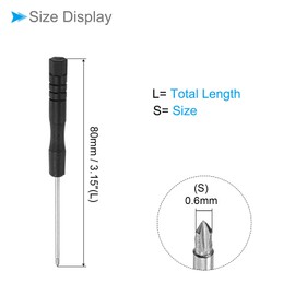 CoCud Mini Tri-point Screwdriver, 0.6mm Size 80mm Length, Carbon Steel Small Y-type Head Screwdrivers with Anti-slip Handle - (Applications: for Glasses, Watch or Laptop), 2-Pieces