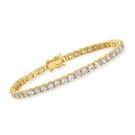 Ross-Simons 9.00 ct. t.w. CZ Tennis Bracelet in 18kt Gold Over Sterling. 8 inches