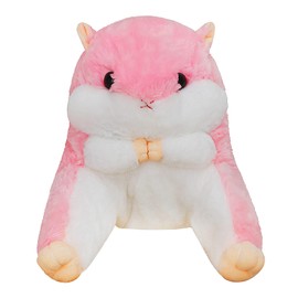 Comfy Plush Hamster Throw Pillow Bed/Sofa/Floor Backrest for Reading Gaming Watching TV Relieve Pain Lumbar Support Cushion Cute Chair Back Waist Pad for Young Women Girls Kids Sleep Relax Gifts