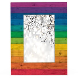 Rainbow Colorful 4x6 Picture Frame Farmhouse Rustic Wooden Photo Frames for Tabletop Display Wall Mounting Fits 4x6 Pictures Home Office Decor