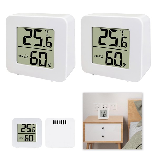 2 Pcs Room Thermometer, Digital Hygrometer Thermometer Indoor, Mini Temperature