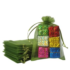 Pack of 50 Gift Organza Bag with Drawstring 5x7 inch Light Green for Jewelry,Candy,Ring Sheer Fabric Clear Mesh Solid Color Sachet for Baby Shower,Christmas,Party Favors,Birthday,Wedding,Bridal Shower