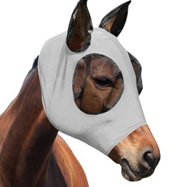 dellyy Maschera Antimosche Cavallo, Maschera Mosche Cavallo, Elastico Maschera Cavallo Antimosche, Maschera Mosche Cavallo Protezione UV, Cuffietta Cavallo (Grigio)