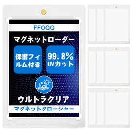 FFOGG Magnetic Loader, Card Loader, 35pt Card Protection, UV Protection, Transparent, Ultra Clear (with White Edges), Pokeca, Compatible with Yu-Gi-Oh, Magnetic, Set of 10