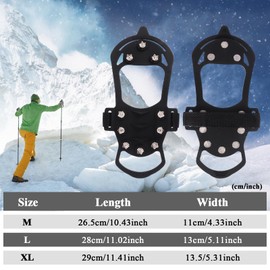 Ice Snow Grips, Crampons for Shoes Boots Anti Slip Winter Ice Grippers Traction Anti Slip Shoe Grips Snow Ice Cleats for Universal Shoe Ice Grippers for Walking Climbing