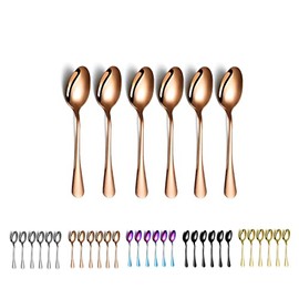 Kyraton Rose Gold Coffee & Tea Spoons, 6pc Stainless Steel Set, 13cm