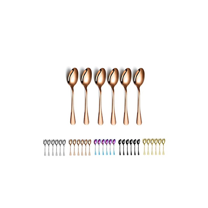 Kyraton Rose Gold Coffee & Tea Spoons, 6pc Stainless Steel