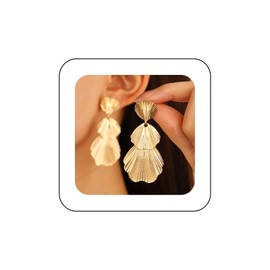 Allereyae Vintage Metal Leaf Dangle Earrings Statement Monstera Leaf Drop Earrings Gold Leaf Stud Earrings Exaggerated Palm Leaf Earrings Jewelry for Women