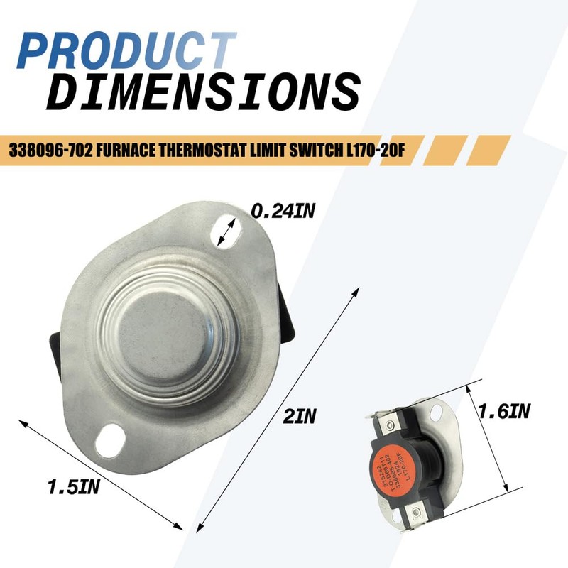 338096-702 Furnace Thermostat Limit Switch L170-20F Compatible with Carrier Bryant