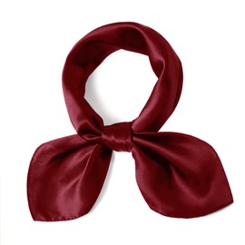 vimate Soild Silk Scarves, Womens 35 X 35 Silk Like Neck Scarf Burgundy Head Wrap Sleeping Scarf (Style 35-Burgundy)