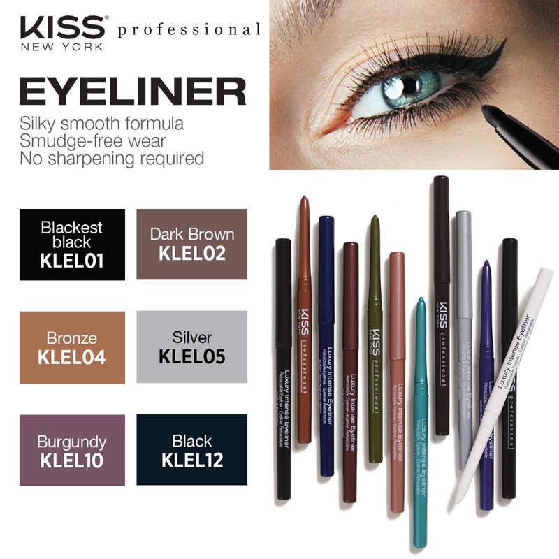 Kiss New York Luxury Professional Intense Eyeliner, Silver