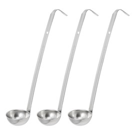 Pocoxll 3 Pcs Stainless Steel Soup Ladle Set, 1 oz Spoons with Long Hooked Handles for Kitchen Cooking Soup Sauce