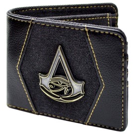 Assassins Creed Origins Bayek Gold Crest Wallet Bi-Fold Coin Pocket & Card Holder, Black