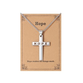 Lcherry Hope Cross Necklace - Religious Baptism Gifts for Men, Christian Jewelry