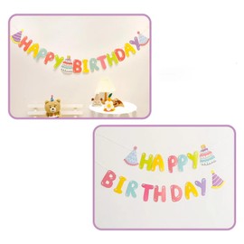 JCUGSBS Happy Birthday Banner Birthday Decoration Pre-Strung Colourful Decoration Garland First Baby Shower Rainbow Party Supplies Paper Flag Letters for Adults, Children, Girls, Women Decoration