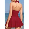 SHEKINI Halter Traje de Baño de Una Pieza con Falda