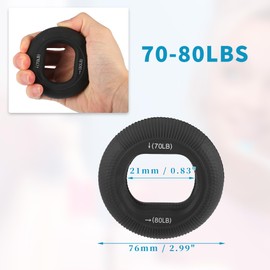 CAPASTEC Hand Grip Strengthener, Forearm Grip Workout, Silicone Grip Circle, Adjustable Strength Grip 70-80LBS, for Adult, Black