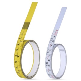 2 Pcs 1/2-Inch Steel Self-Adhesive Measuring Tape 78 Inches/200cm Imperial & Metric Tape Measure Sticker Ruler Left-Right Reading Ruler Tapes for Woodworking, Saw, Drafting Table（White+Yellow）