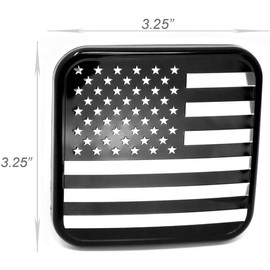 eVerHITCH USA Metal Flag Hitch Cover (Fits 2" Receivers, Black Chrome)